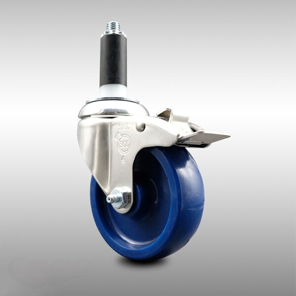 4 Inch 316SS Solid Poly Swivel 1 Inch Expanding Stem Caster Lock Brake SCC